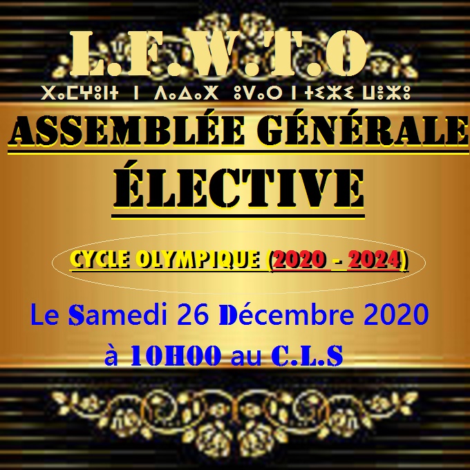 INVITATION A ASSEMBLÉE GÉNÉRALE ÉLECTIVE (Mandat Olympique 2020-2024)